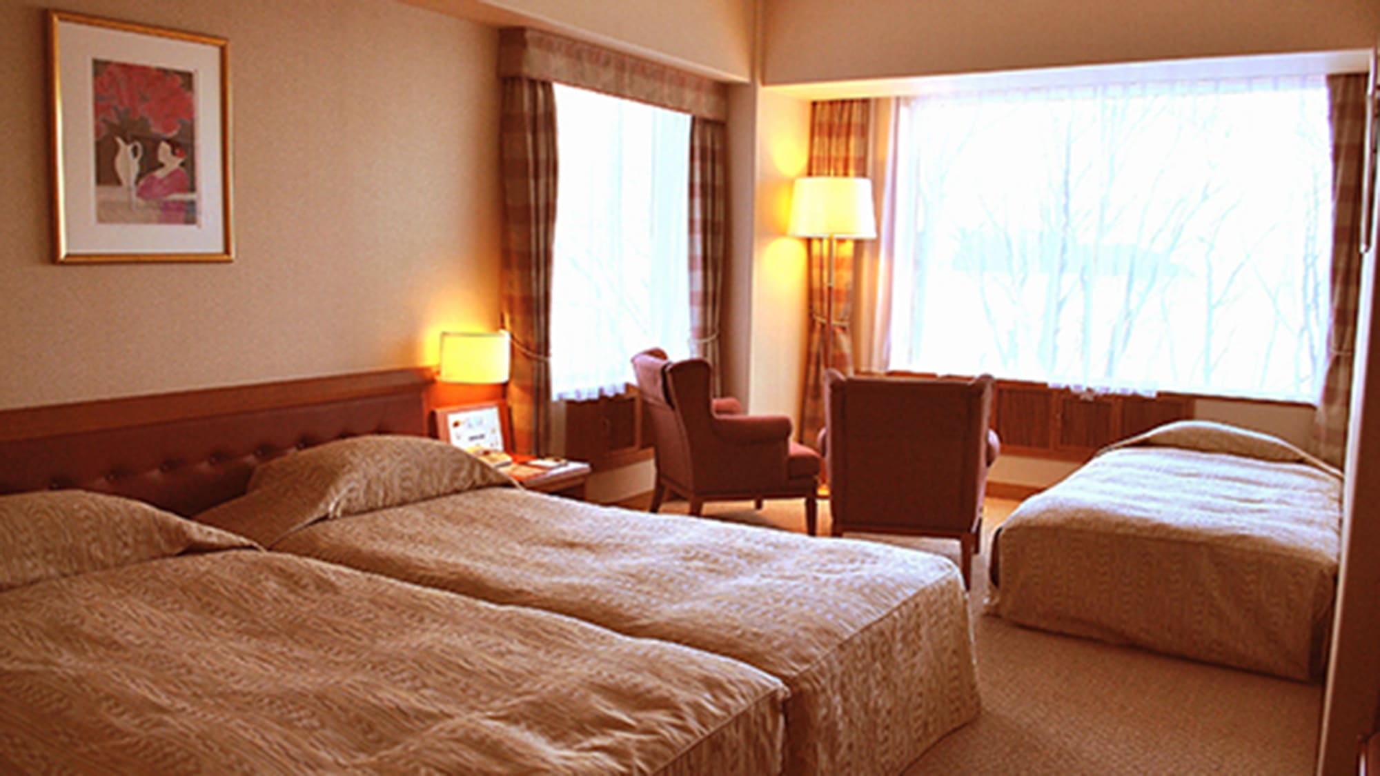 3名様で広々と宿泊ができるコーナートリプルルーム