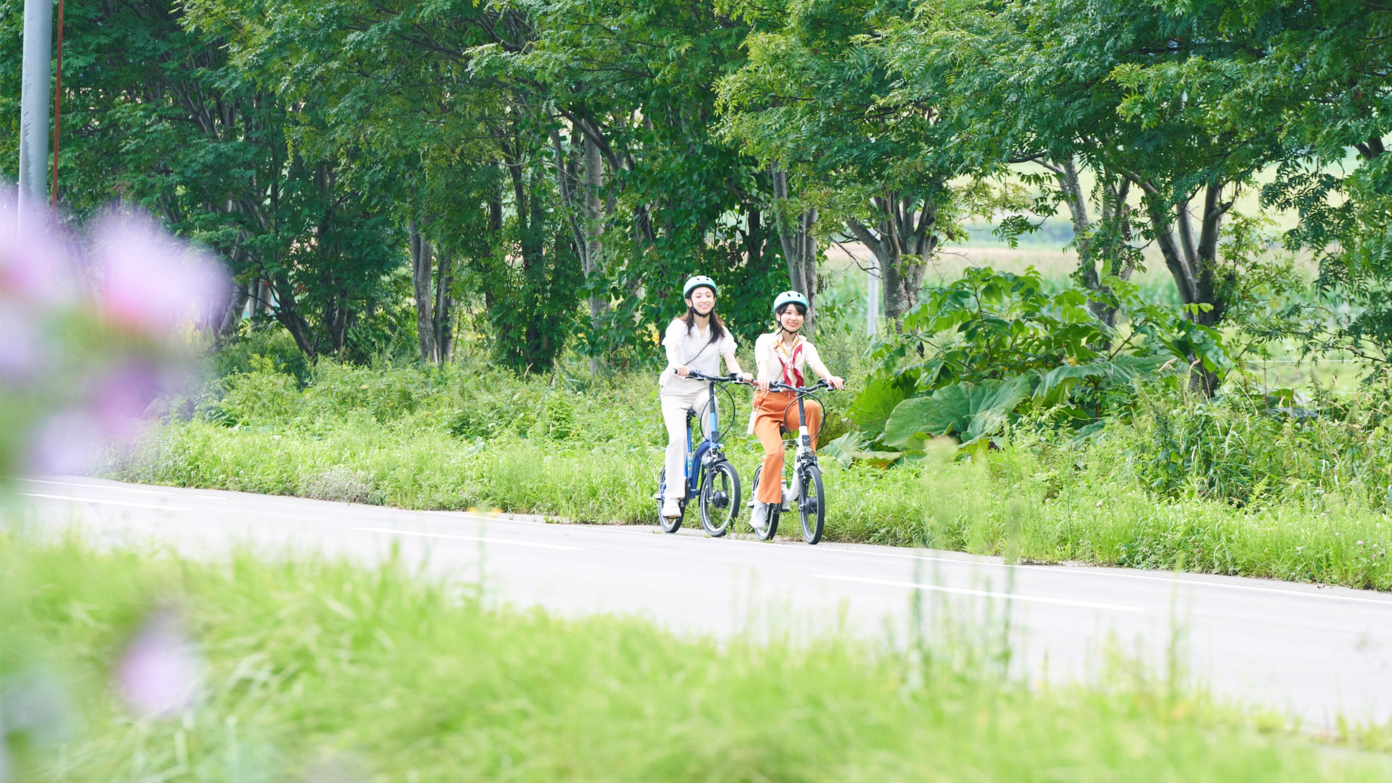 レンタサイクルは電動アシスト付き自転車なので初心者でもらくらく！