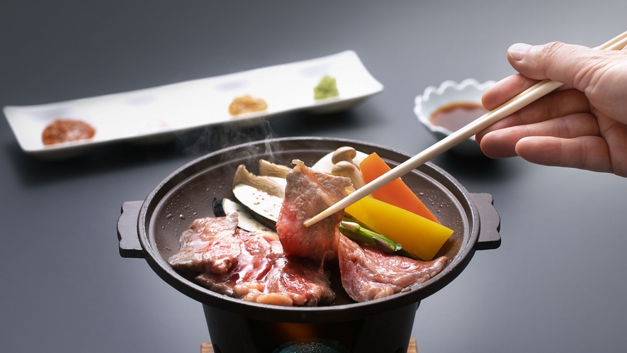 【追加料理】「秋田錦牛サーロインと季節の野菜陶板焼き」