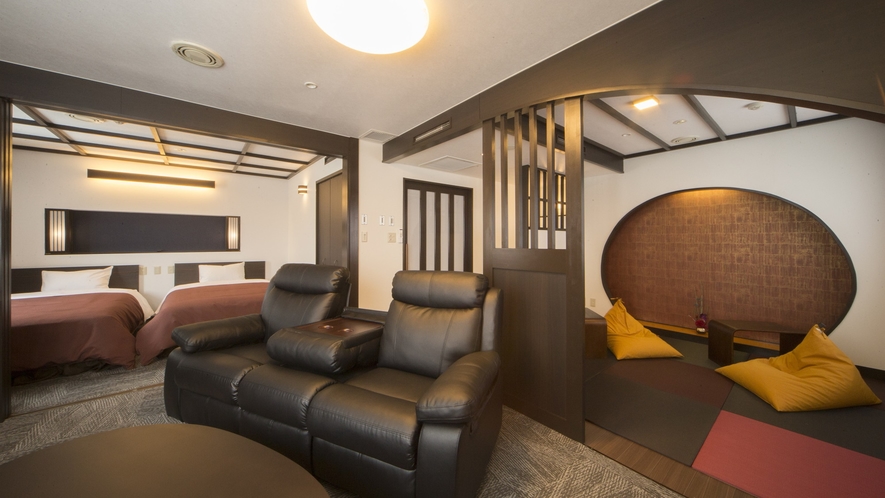【和モダン・ツイン】和の落ち着きと洋の快適性を兼ね備えた上質なデザインの新しいお部屋です。