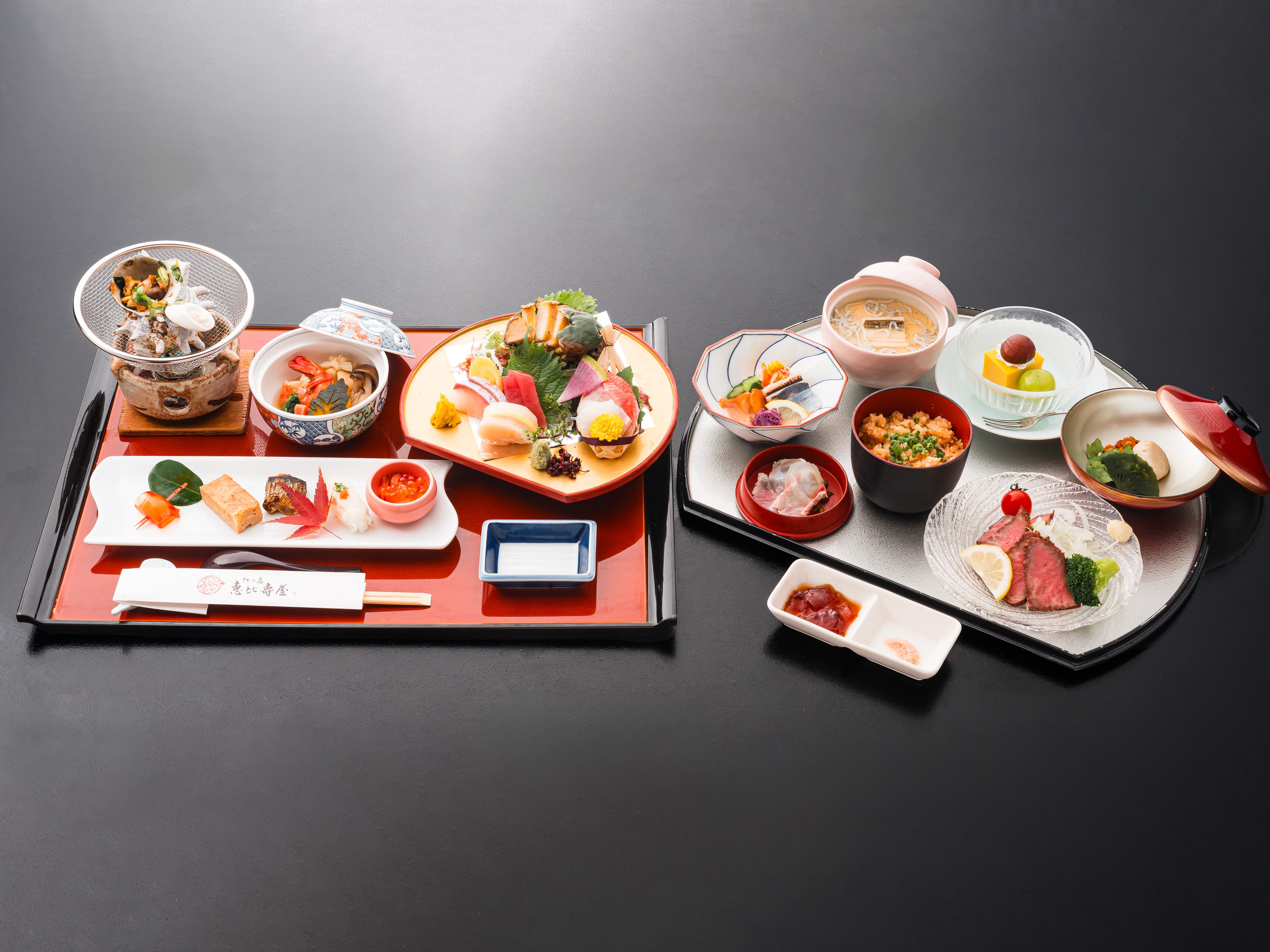 あわび盛込磯会席一例