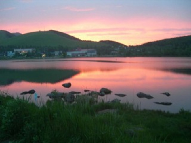 白樺湖の夕日