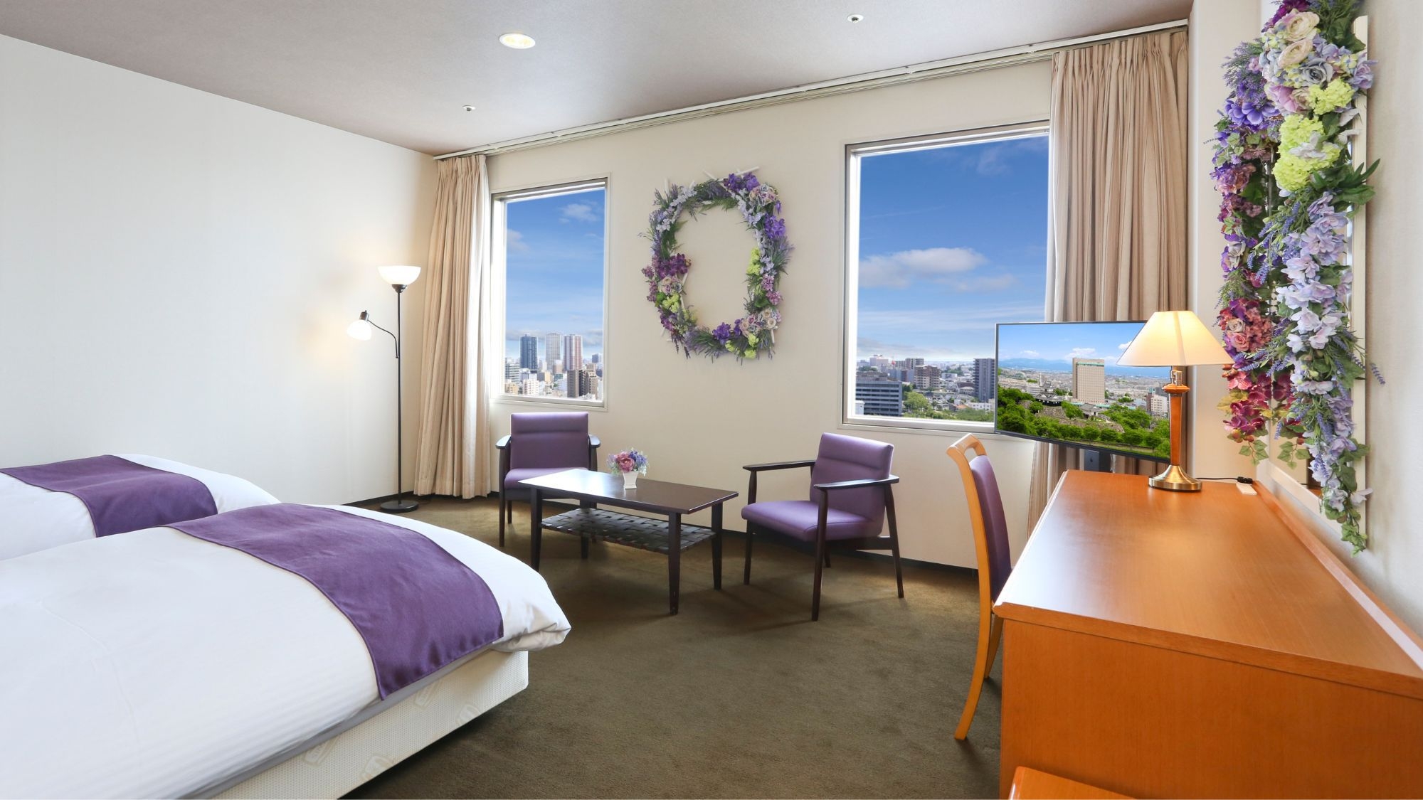 【PURPLE ROOM】17階32㎡の浜松城が見えるお部屋で過ごす◆朝食付◆1日1室限定♪