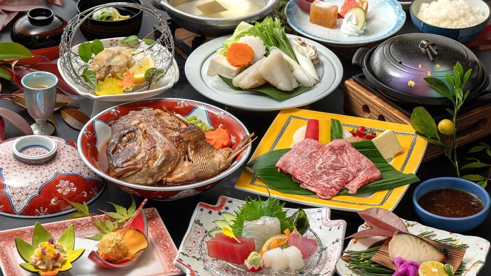 【やまぶき会席】彩り鮮やかな料理と14種の湯船で楽しいひと時を♪