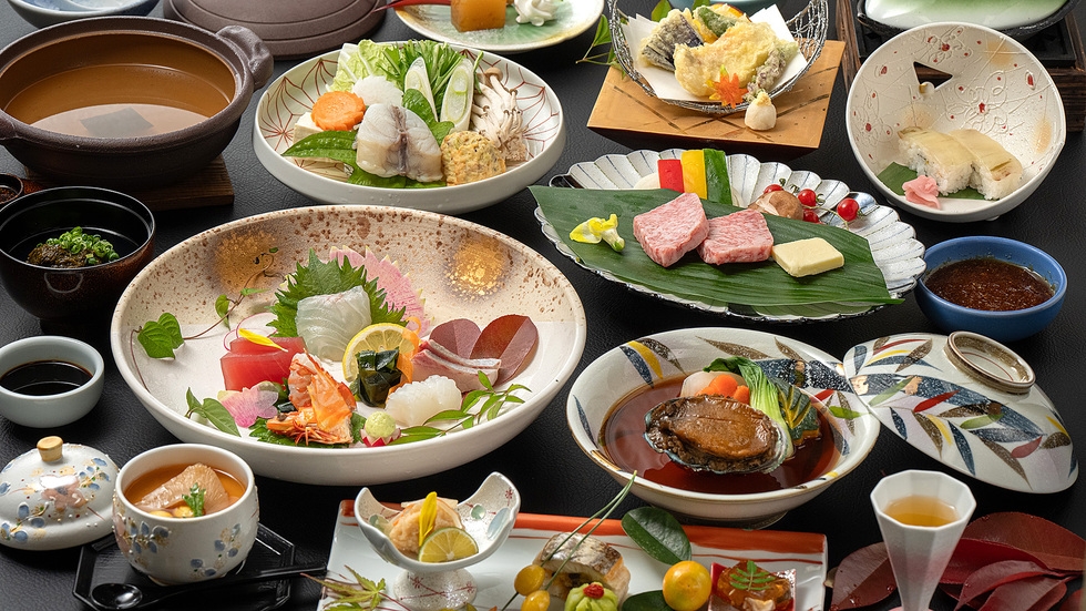 【5％OFF】【楽天スーパーSALE】【雪つばき会席】鮑・甘鯛・やまぐち和牛燦を味わう美食会席