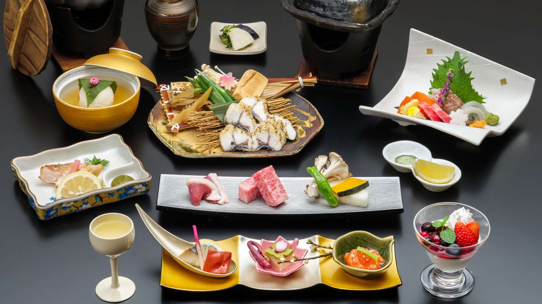 鰻のじゅんじゅん鍋＆近江牛陶板焼きがメインの春会席
