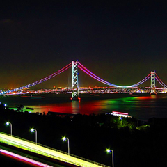 明石海峡大橋ライトアップ