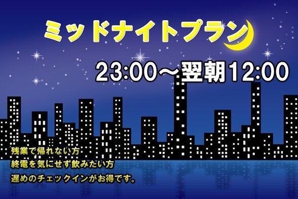 【残業や飲み会帰りにオススメ】ミッドナイトプラン（23：00〜12：00）