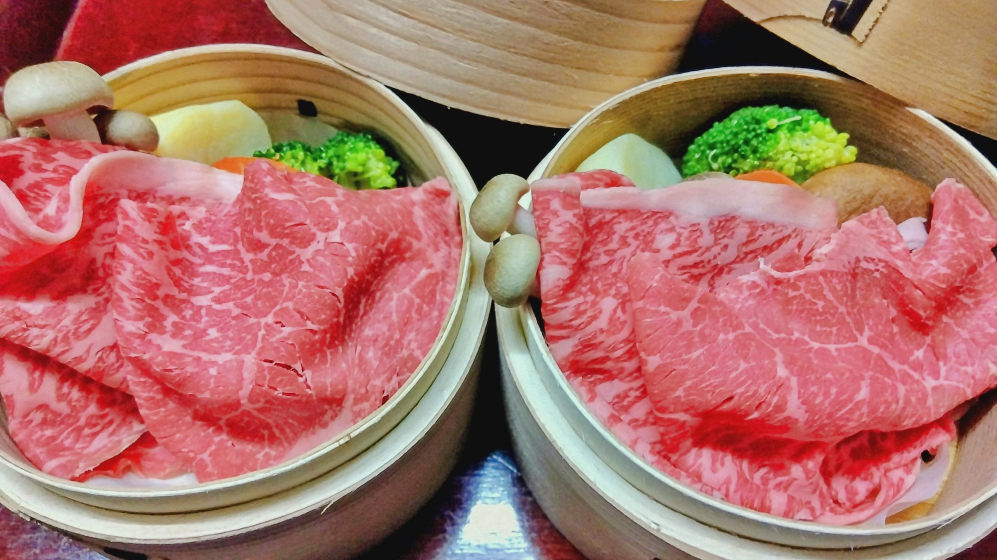 【お料理】お野菜たっぷり信州プレミアム牛のせいろ蒸し