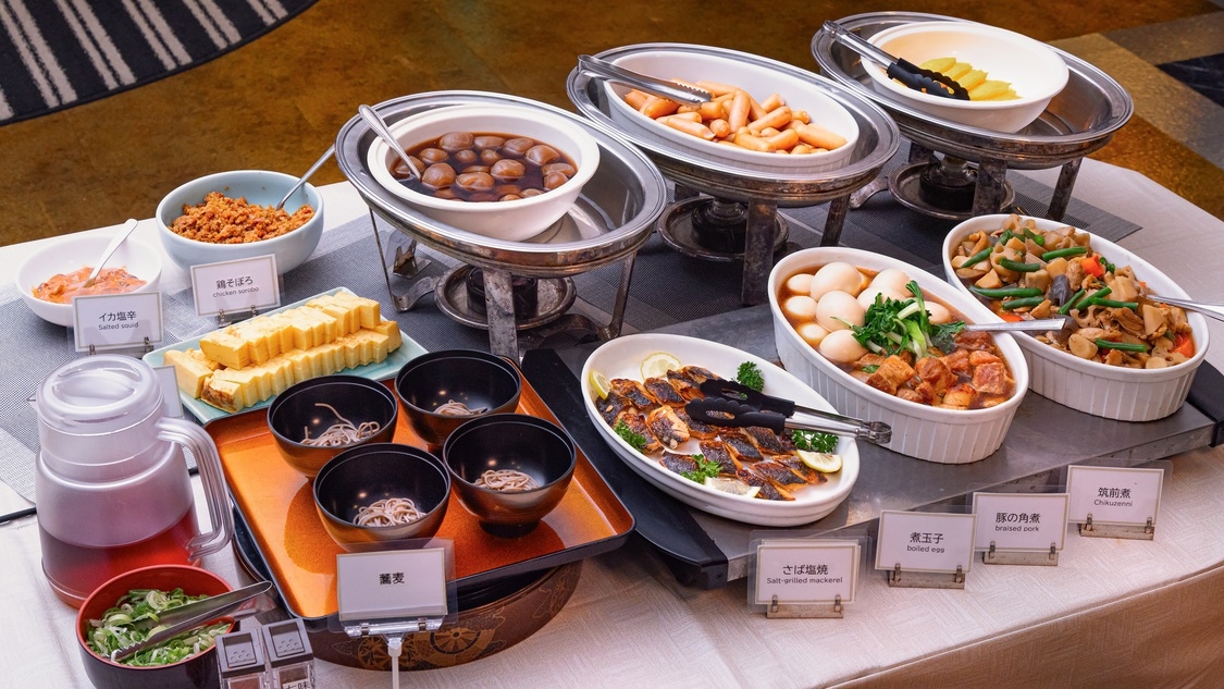 【朝食ビュッフェ付】朝6：30から♪　庄内産の新鮮な食材を多く使用した和洋約30種類のビュッフェ♪