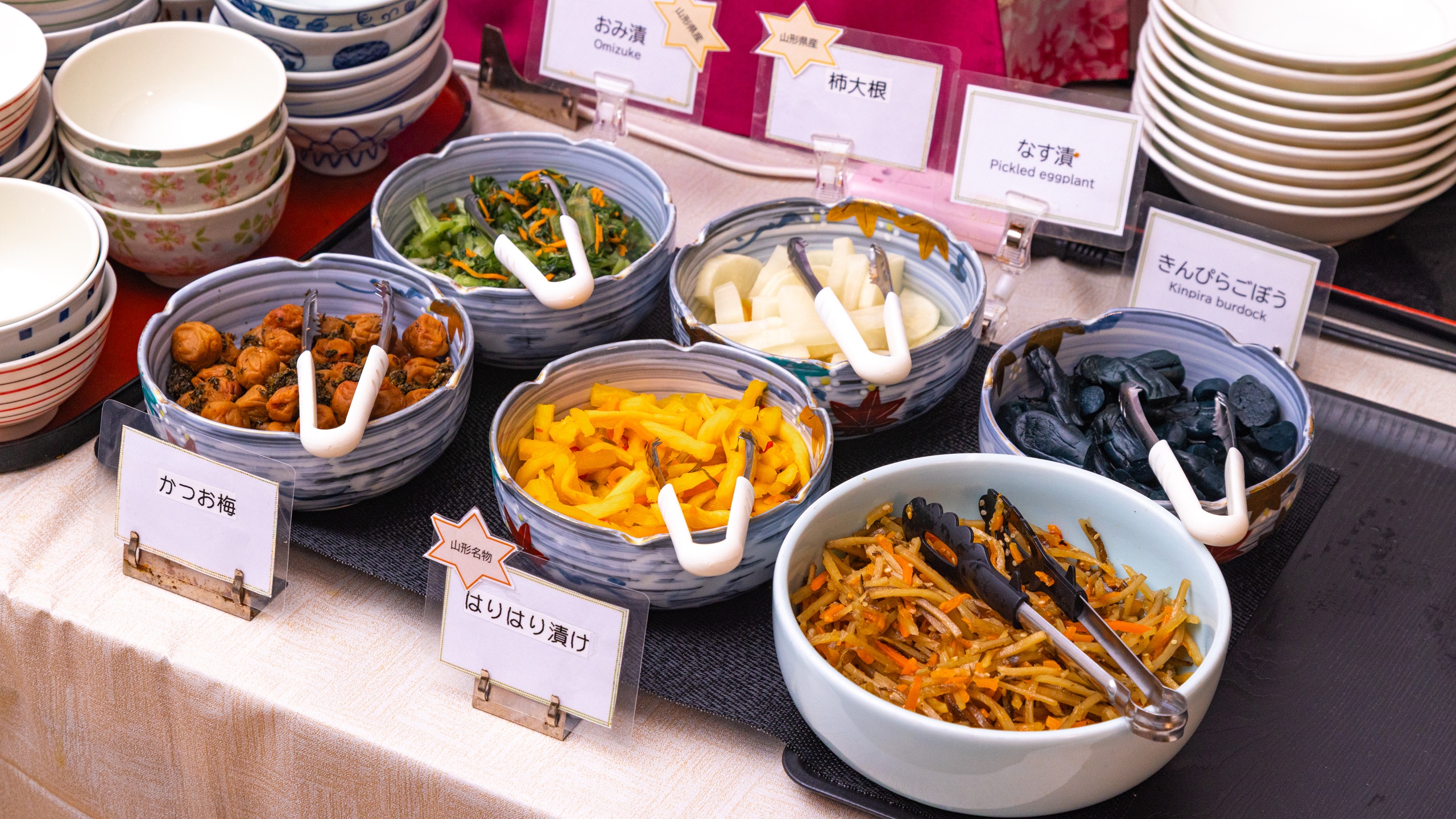 朝食ビュッフェ　漬物コーナー