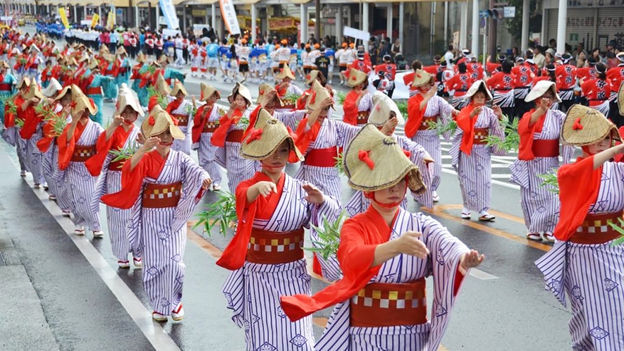 *【周辺観光】薩摩川内はんやまつり：約5,000人の踊り連が街を練り歩くお祭り。
