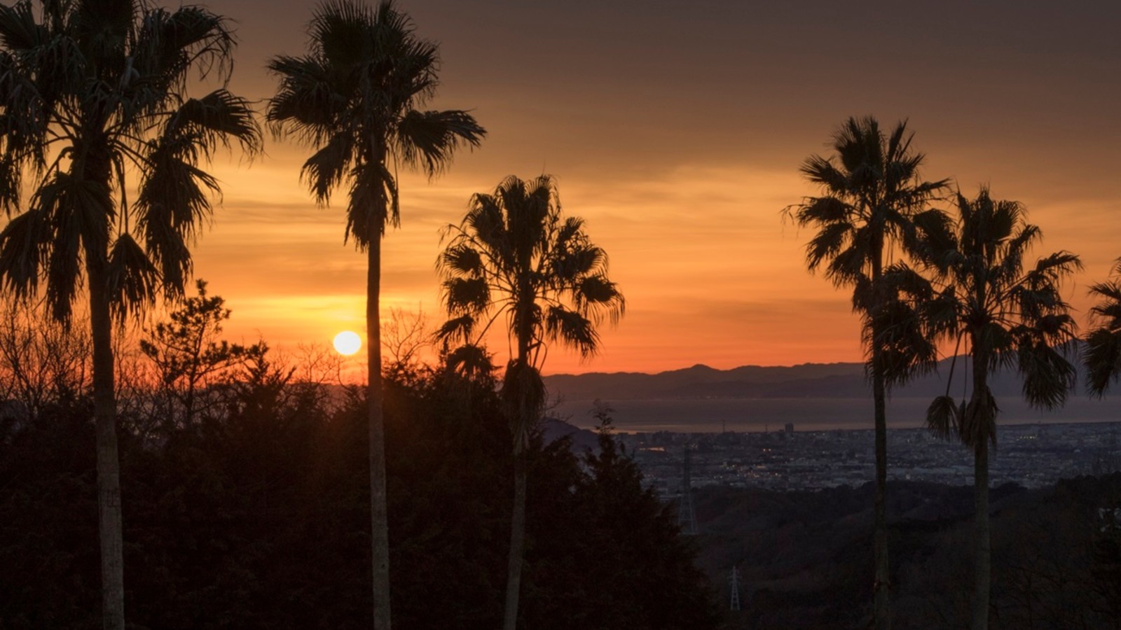 部屋からの夕陽