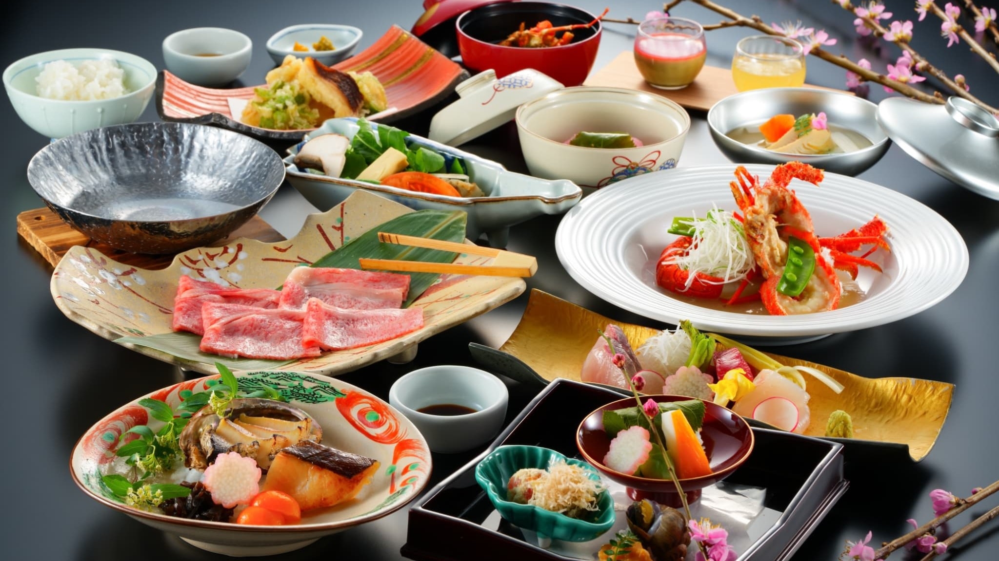 【鶴見懐石】黒毛和牛のしゃぶしゃぶ＆伊勢海老の具足煮＆鮑のバター焼きを愉しめるプラン