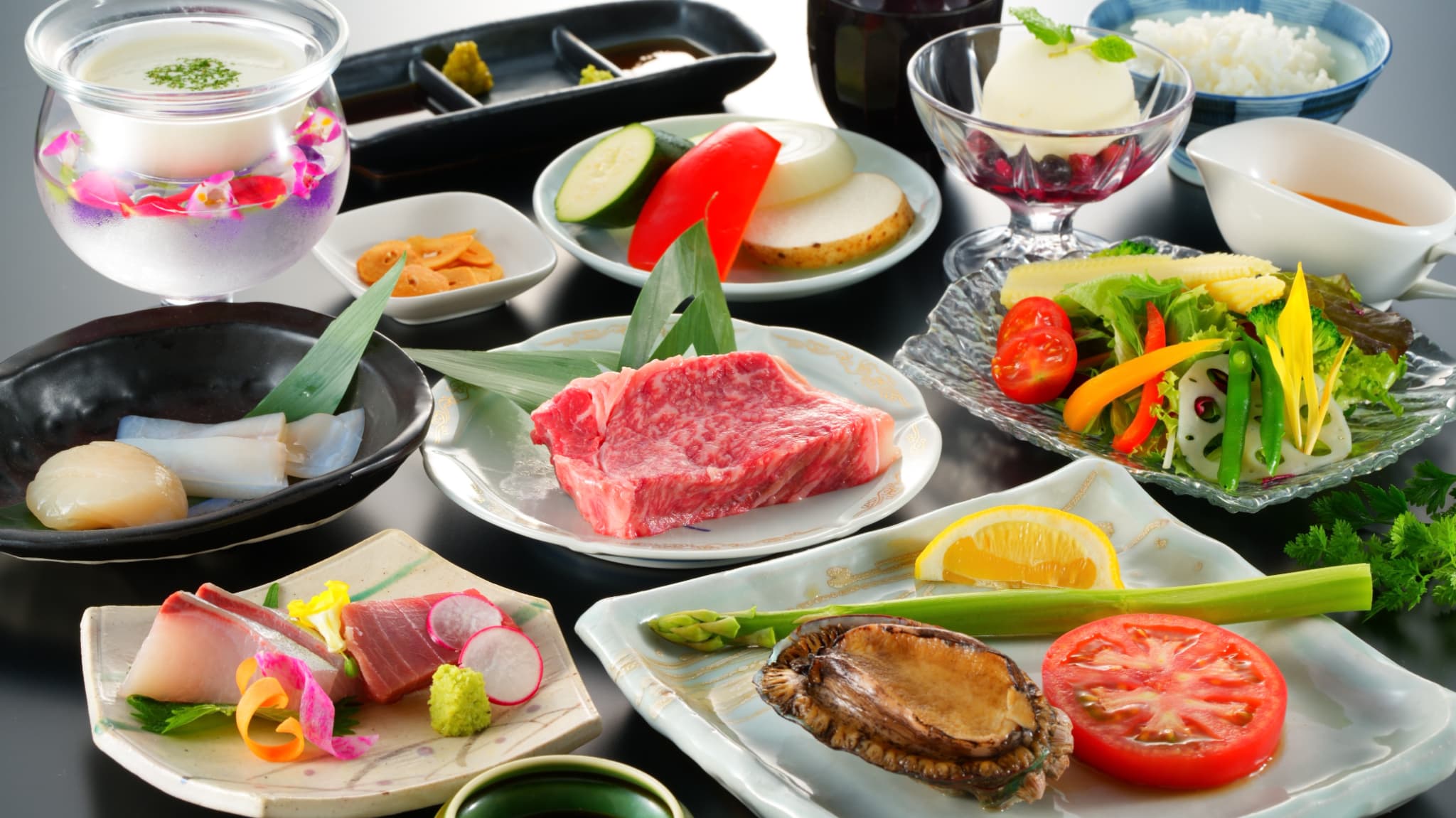 鉄板焼き　久住コース一例