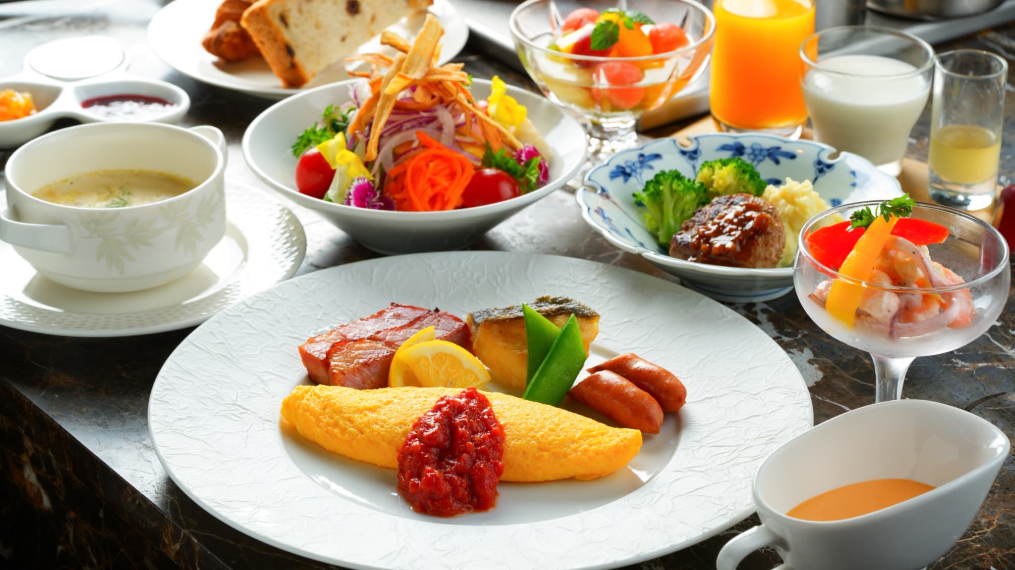 宙館 鉄板朝食