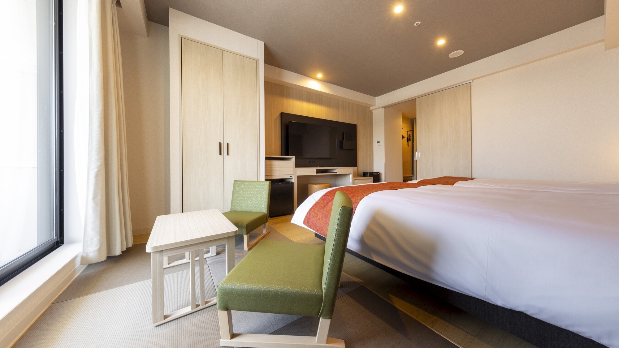 【別館】モデレートツイン～和style～　セミダブルベッド2台と布団一式あります！