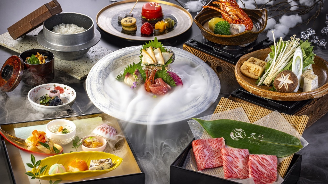 【貴賓館/豪華特撰会席】 国登録有形文化財で食す会席「悠然」/後半とビュッフェ朝食＆ユネッサン入場券