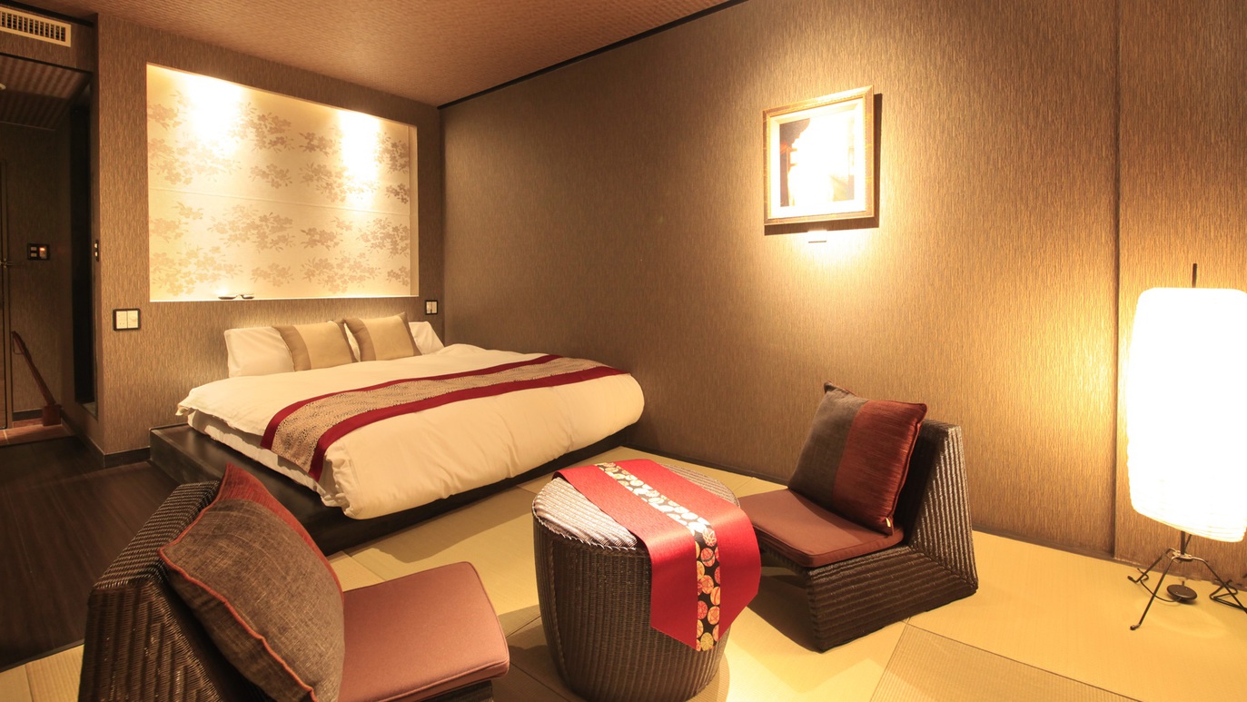 【和モダンクイーン】クイーンベッドを配置