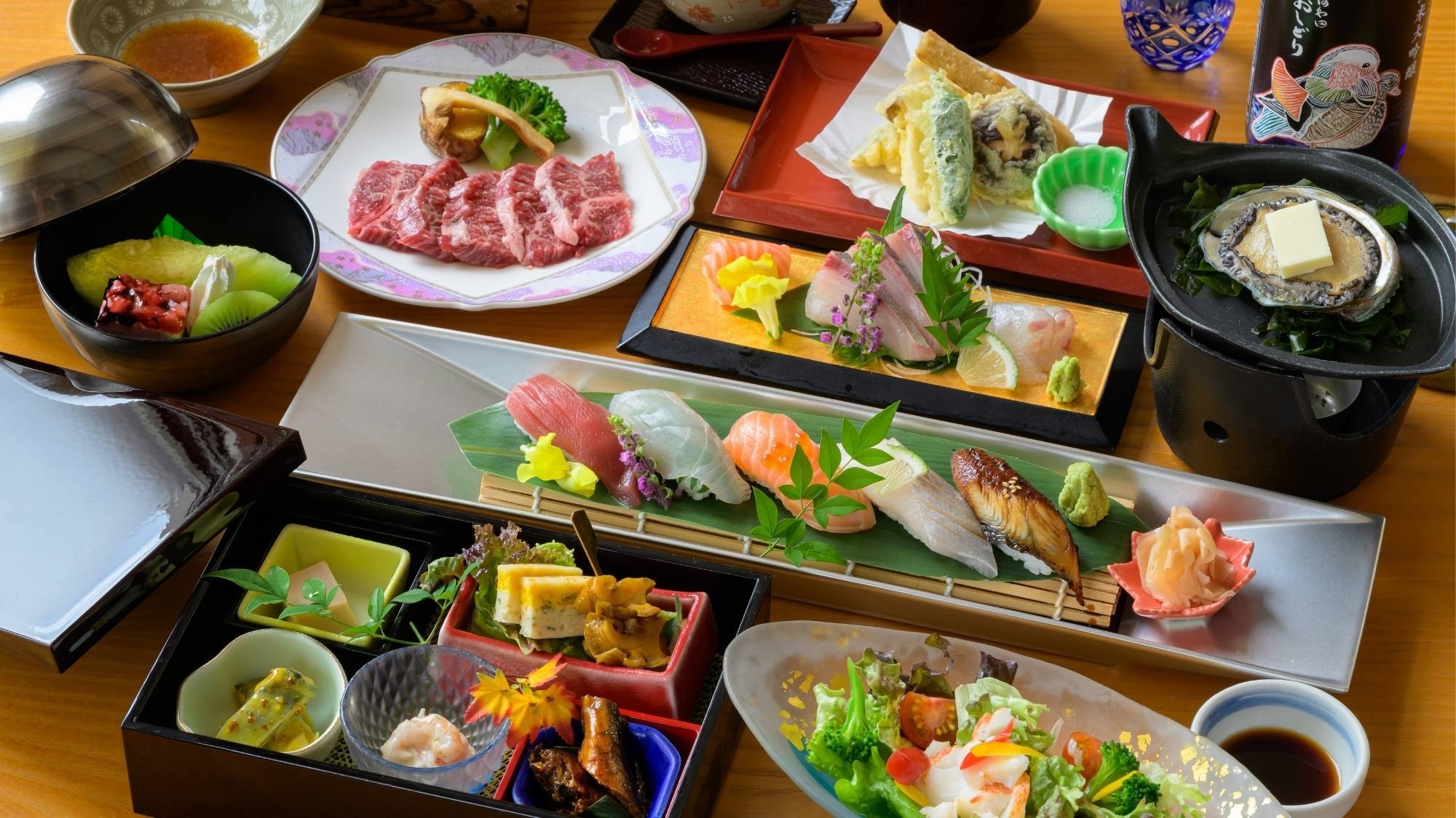 【秋の極み〇寿司会席】贅を尽くした最上コース！鮑・和牛・伊勢海老と秋の味覚堪能〇新鮮握り寿司5貫★