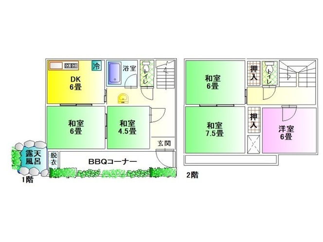 一戸建貸切露天風呂付10名用　間取り図