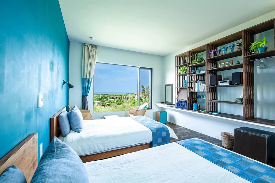 Blue guest room