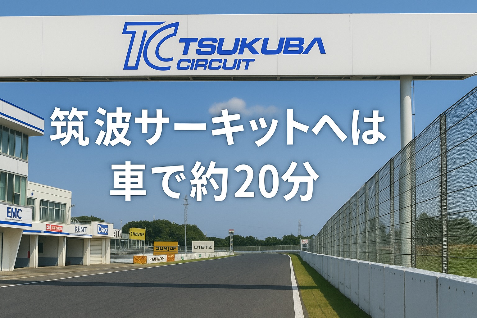 筑波サーキットへは車で約20分