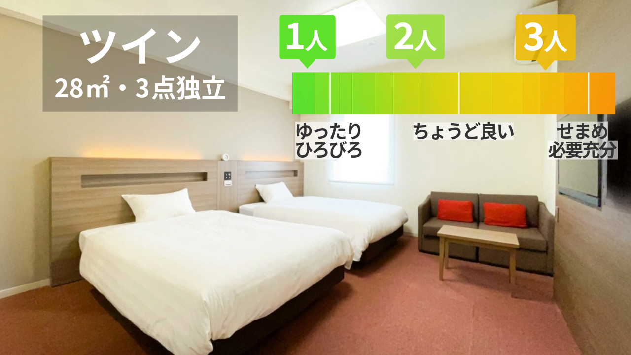 【28平米・ベッド2台】ツイン（洗面/トイレ/浴室別）