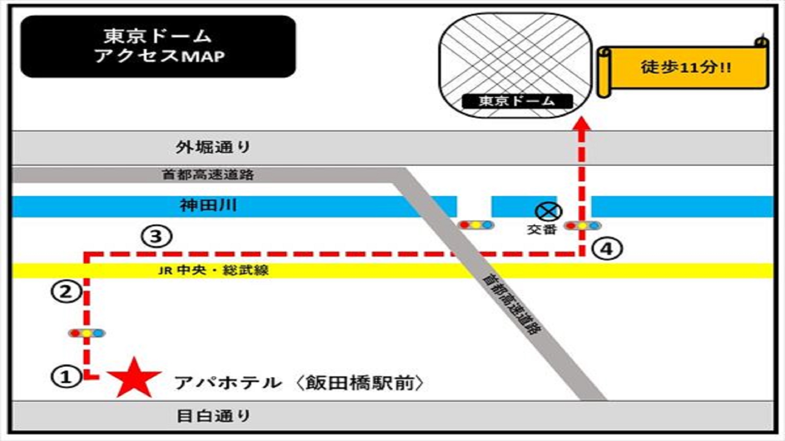 東京ドームまで徒歩11分！