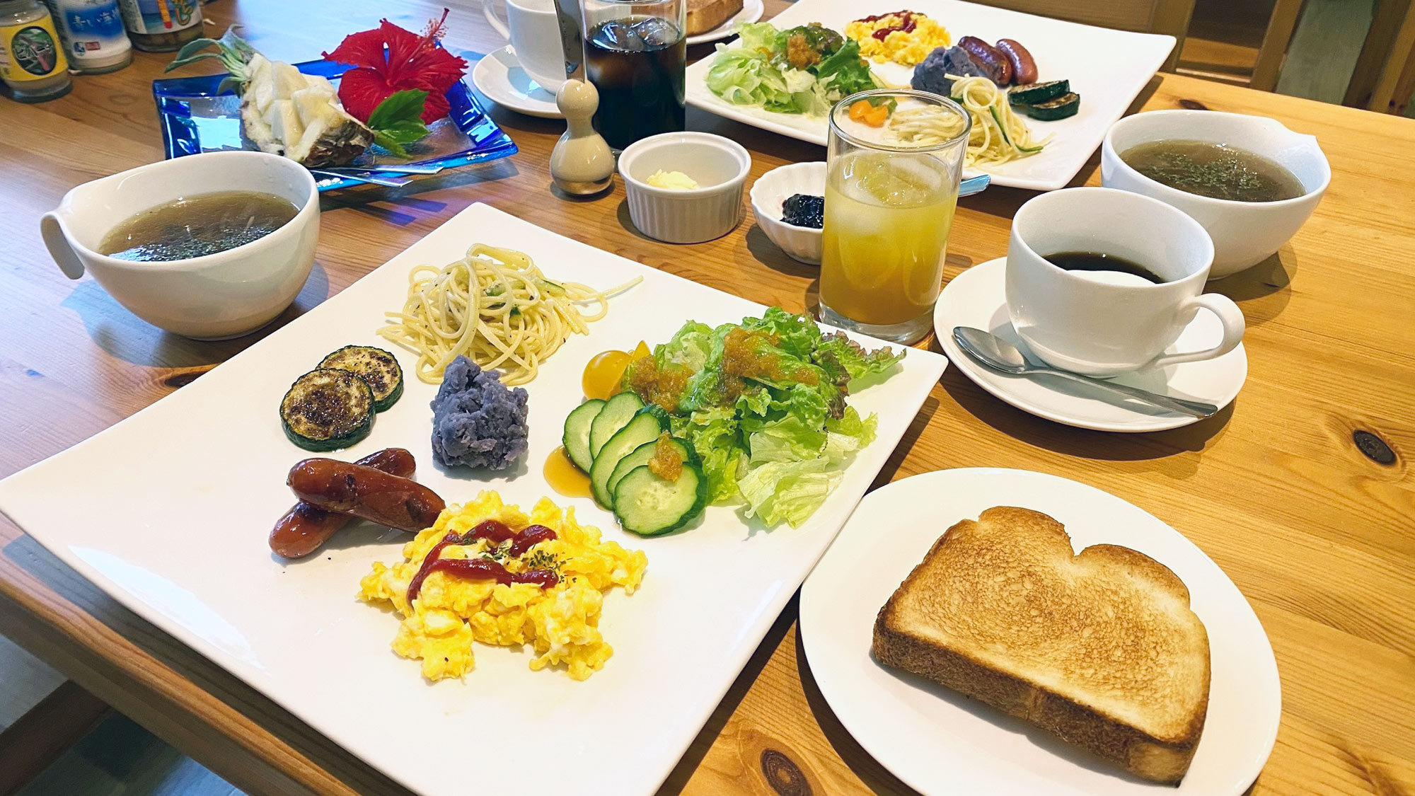 ・【洋朝食一例】卵料理やサラダ等はワンプレートでご提供