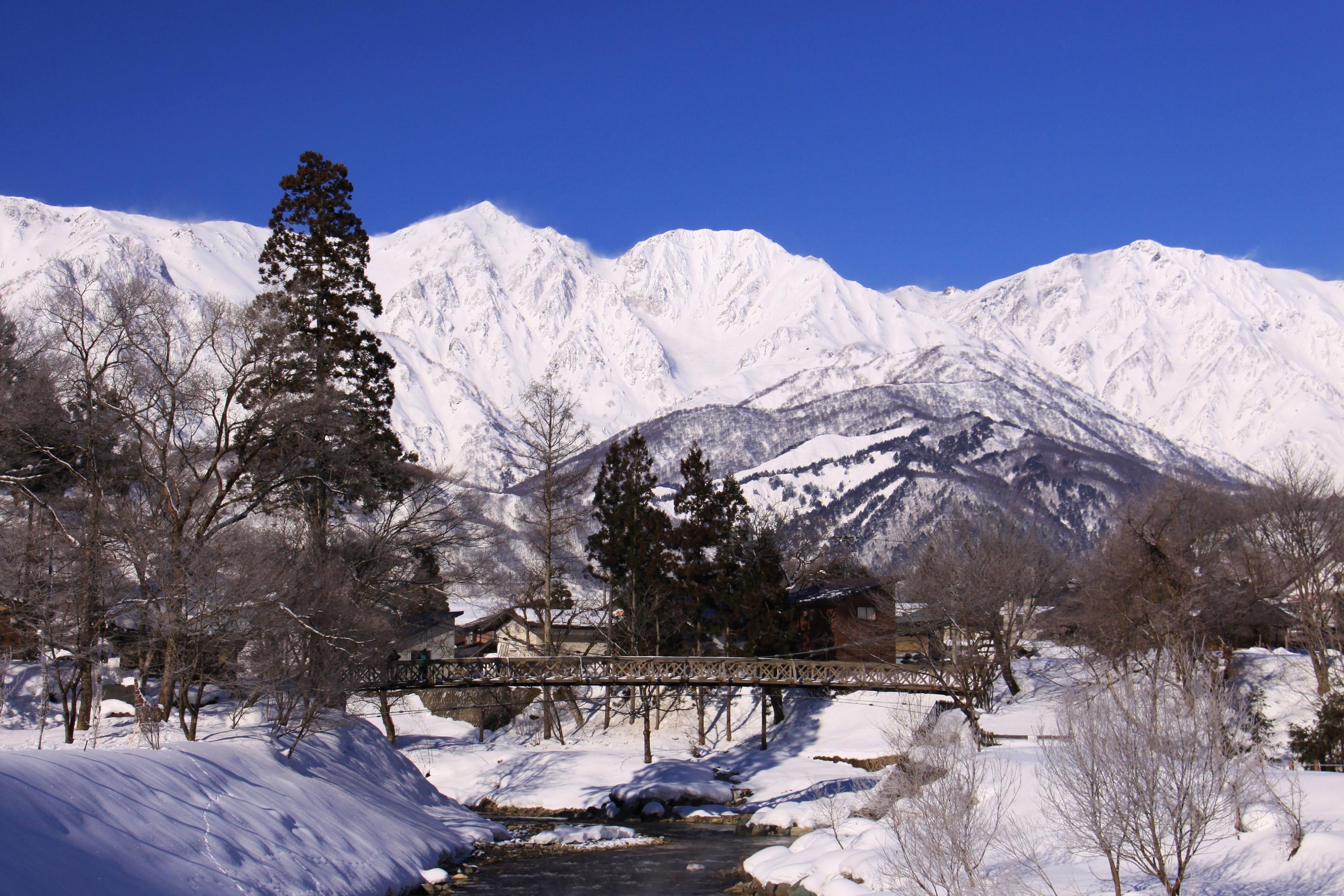 【1月】大出の吊橋と白馬三山