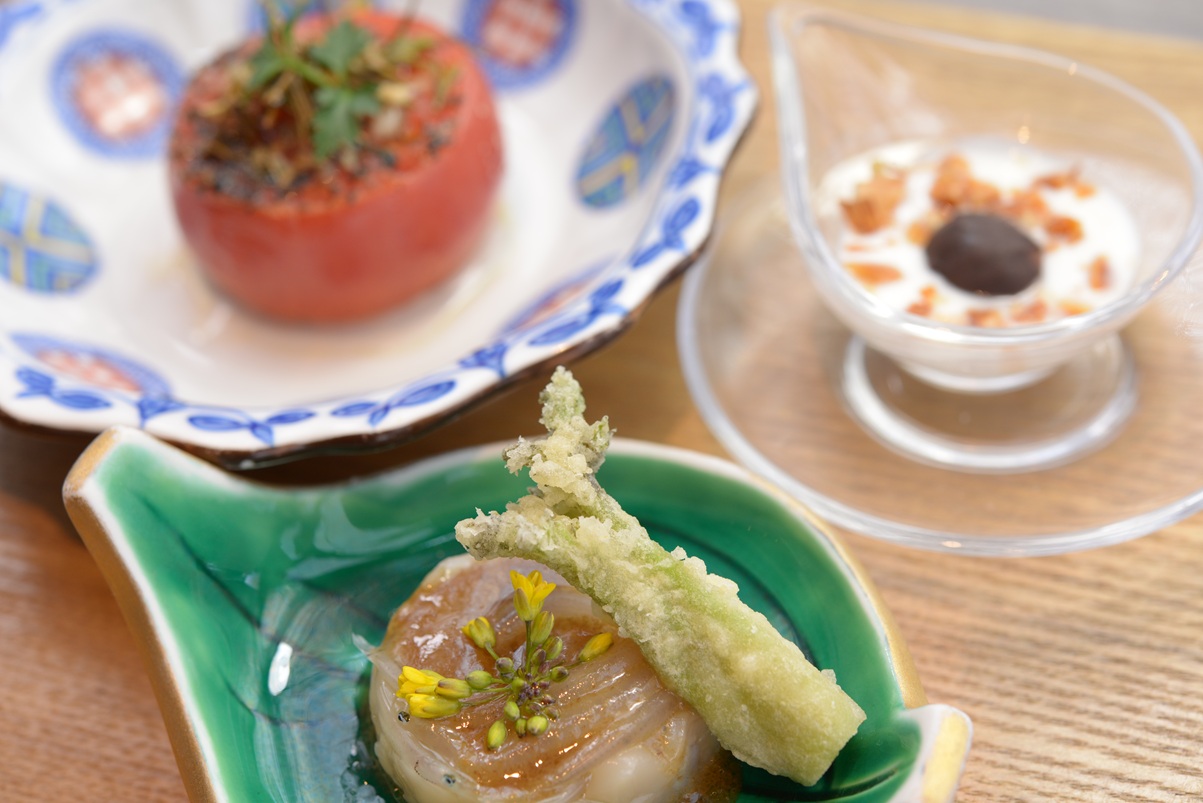 ～*しらすと帆立のタルタル/トマトのハーブロースト/オリーブチョコレート*～