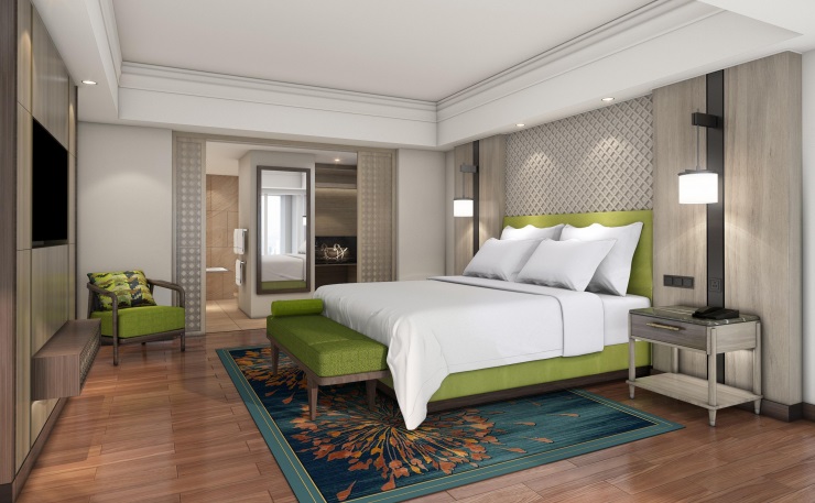 【1ベッドルーム　スイートオーシャンビュー：100平米】キングベッドルーム　一例