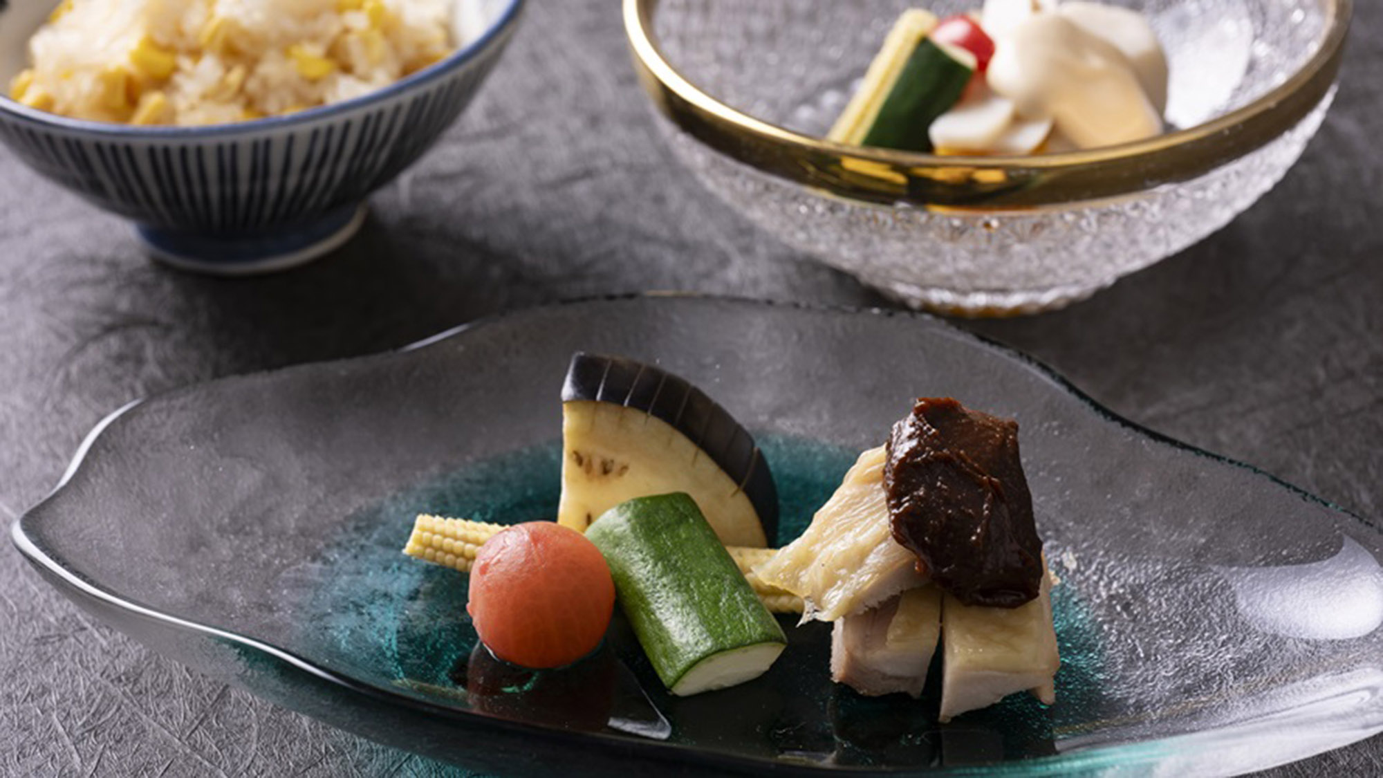 近江黒鶏の葱味噌焼き