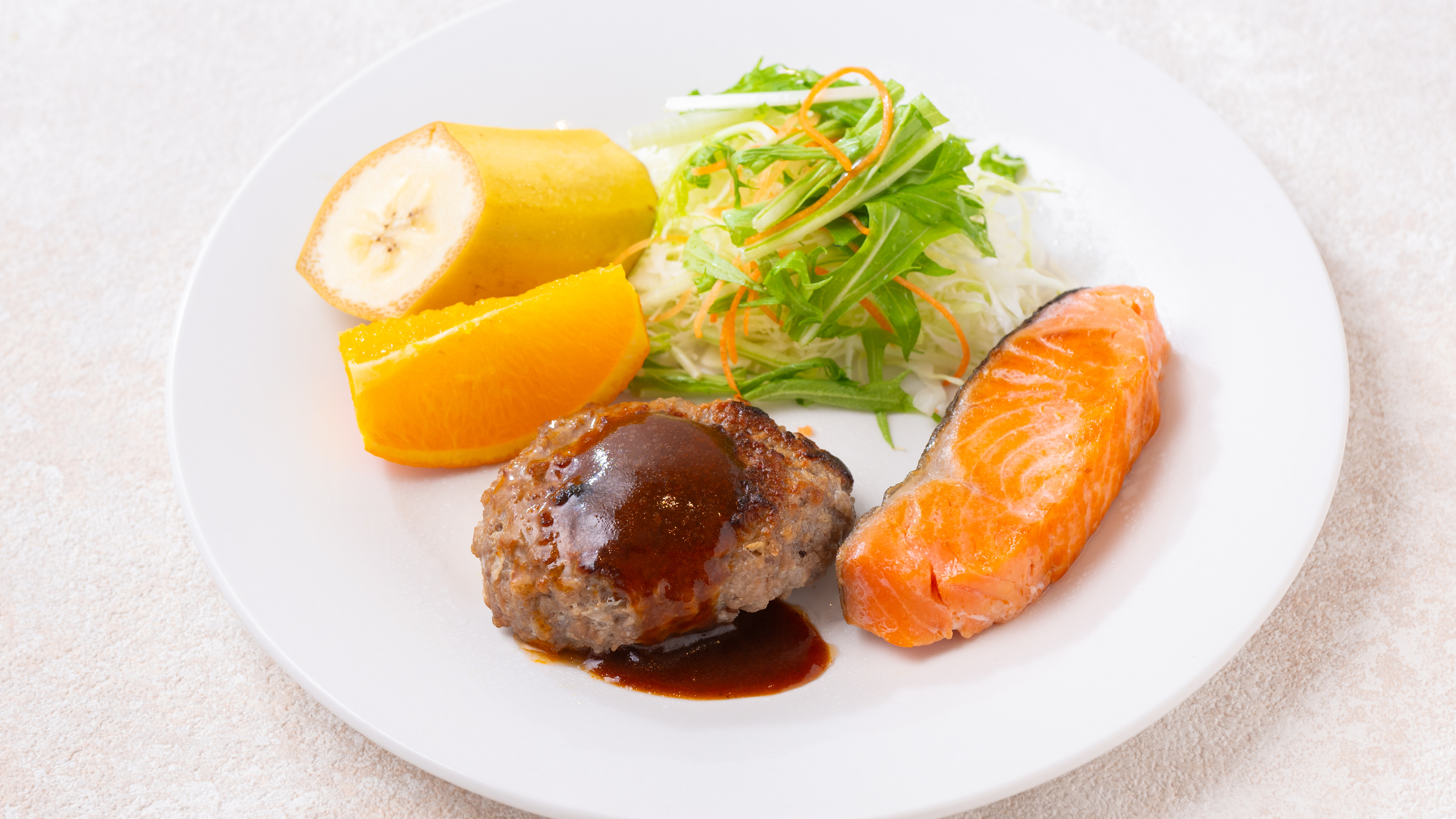 【朝食】ハンバーグ