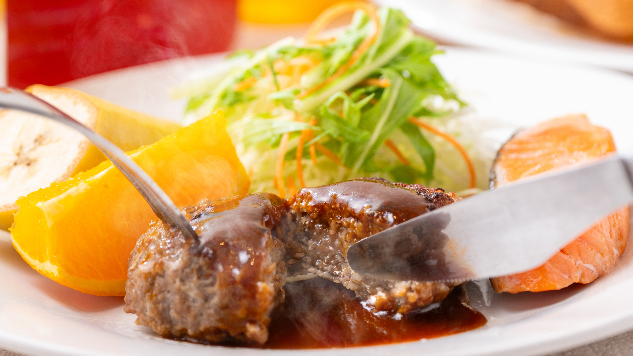 【朝食】ハンバーグ