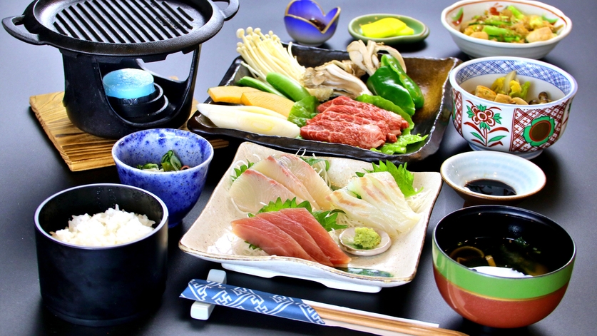 【1泊2食】とろけるオリーブ牛×旬魚のお刺身　贅沢グレードアップコース