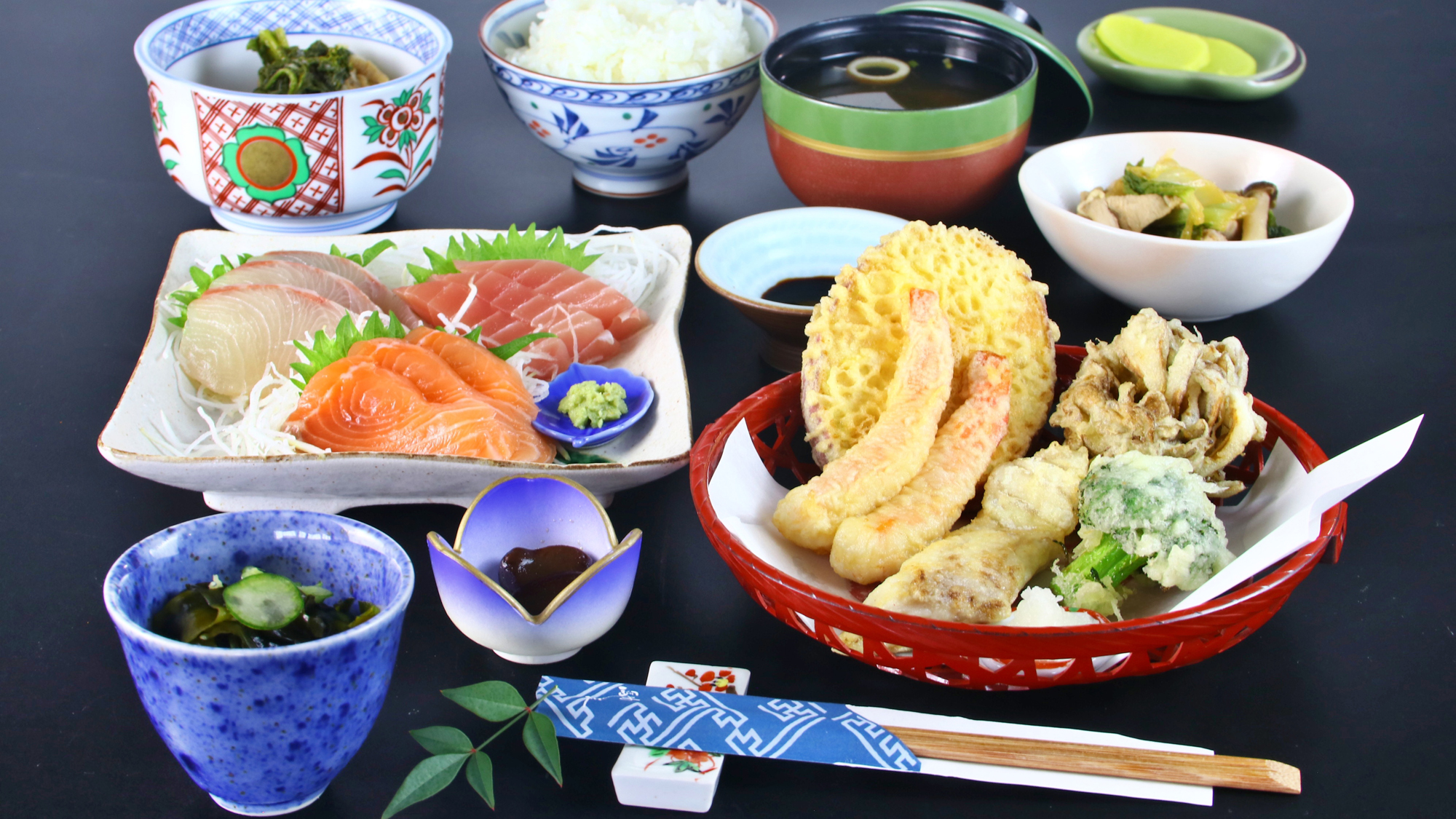 お刺身と天ぷら定食