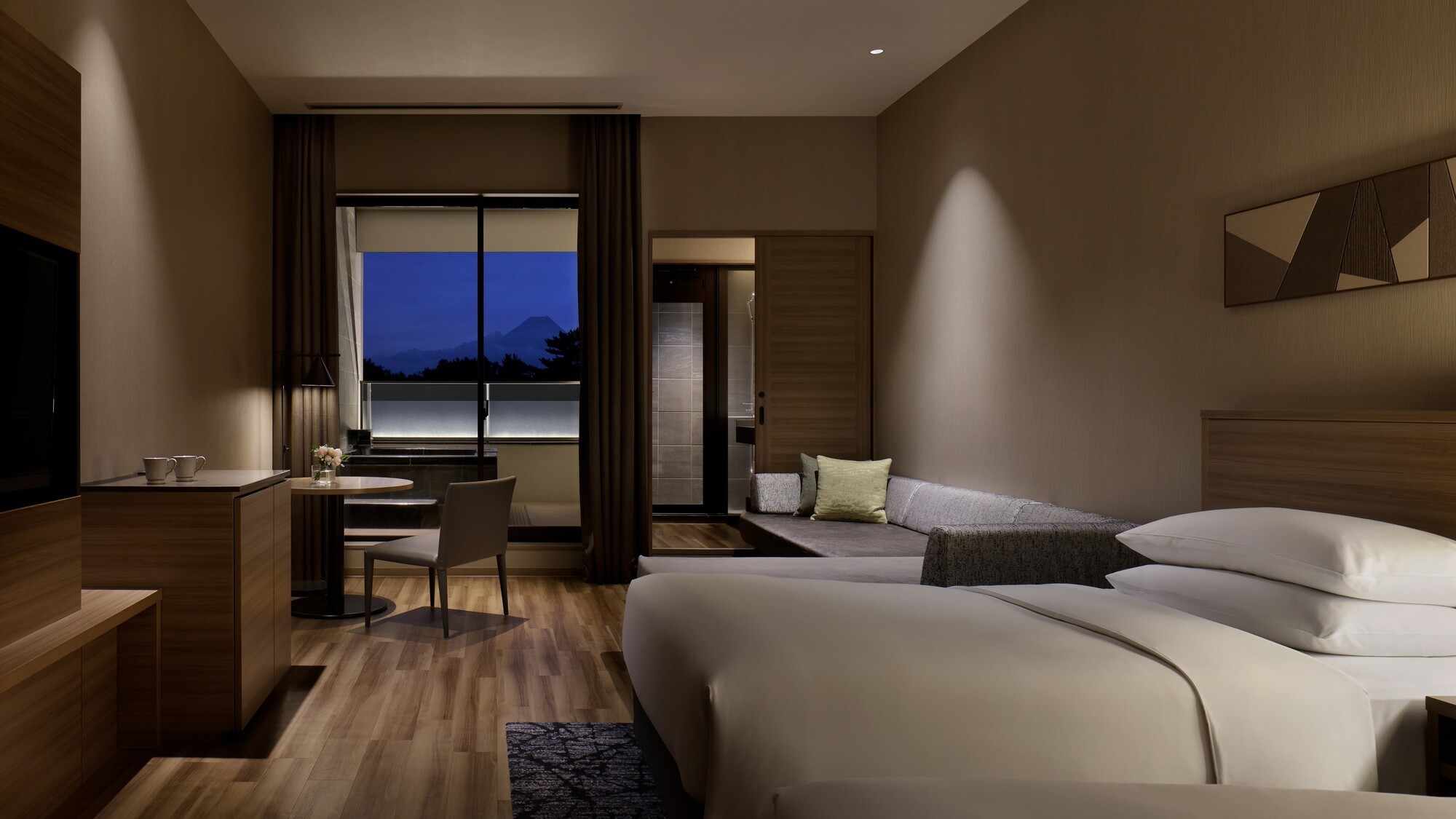 温泉露天風呂付 プレミアルーム(富士側)_ツイン_夕景