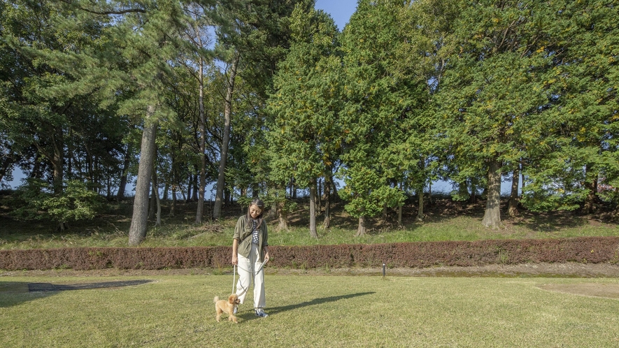 愛犬と敷地内お散歩イメージ
