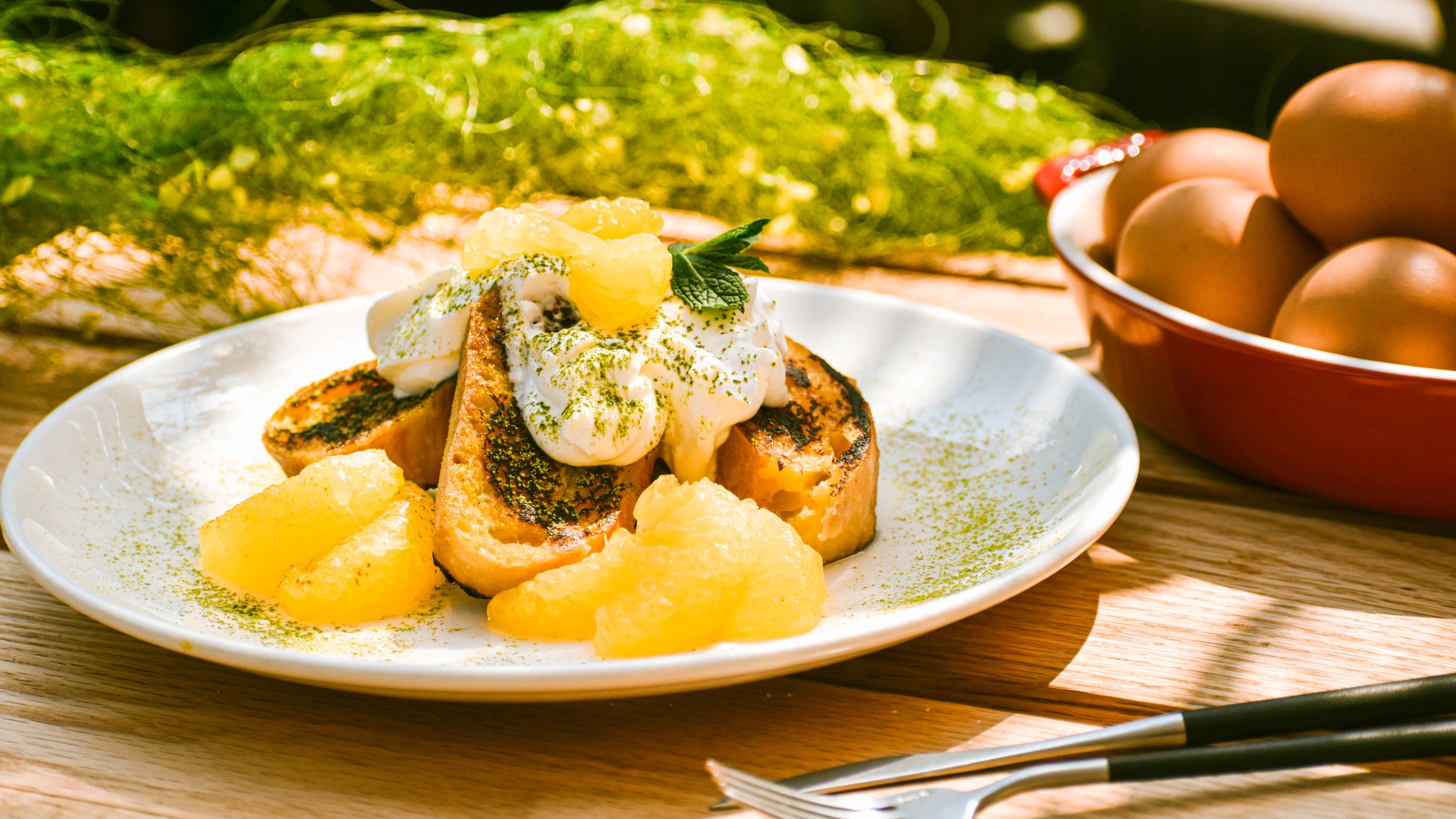 【初夏香（しょかこう）BREAKFASTフェア】甘夏と八女茶のホイップヨーグルト フレンチトースト