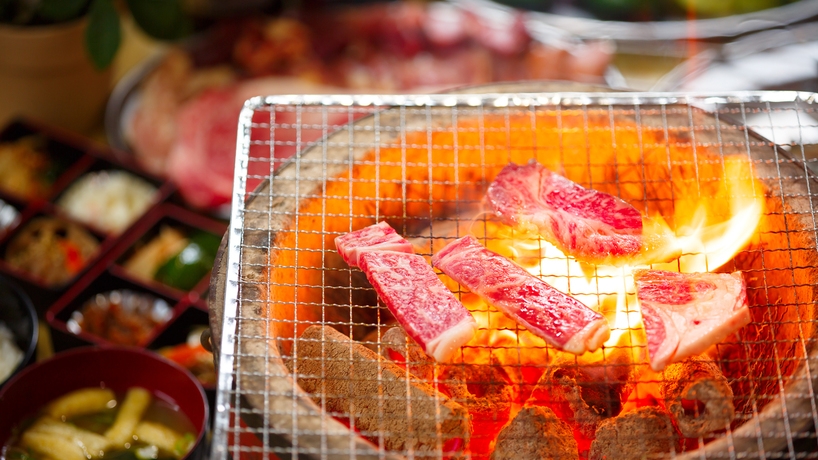 【1泊2食】人気の豊後牛と薩摩地鶏のミックス炭火焼きプラン