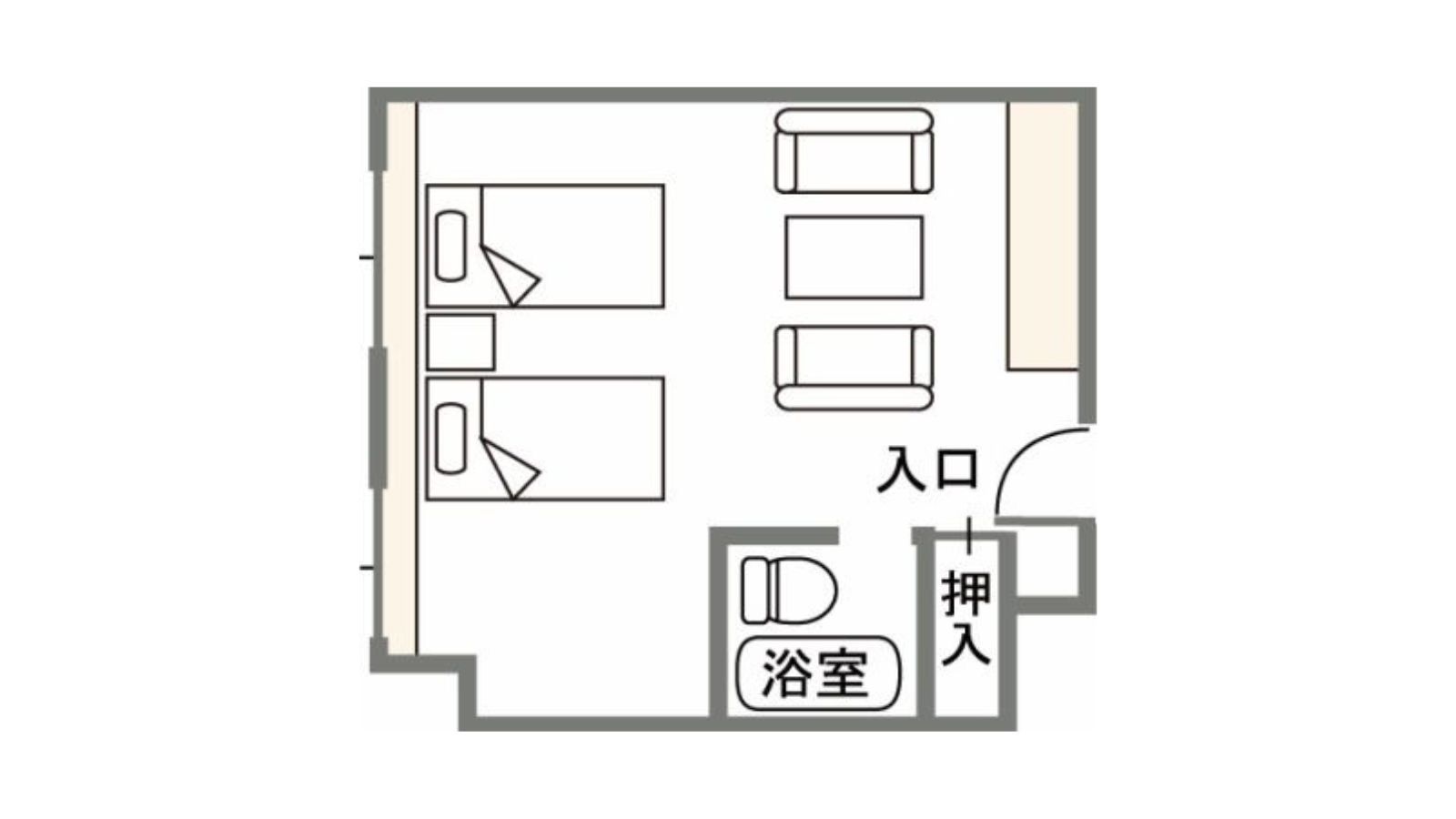 【上層階ツインルーム】間取り
