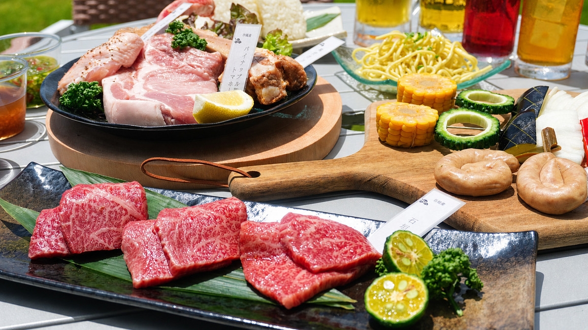 【リゾートBBQ　1泊2食】沖縄ブランド肉充実！星降るテラスの贅沢ナイトBBQ