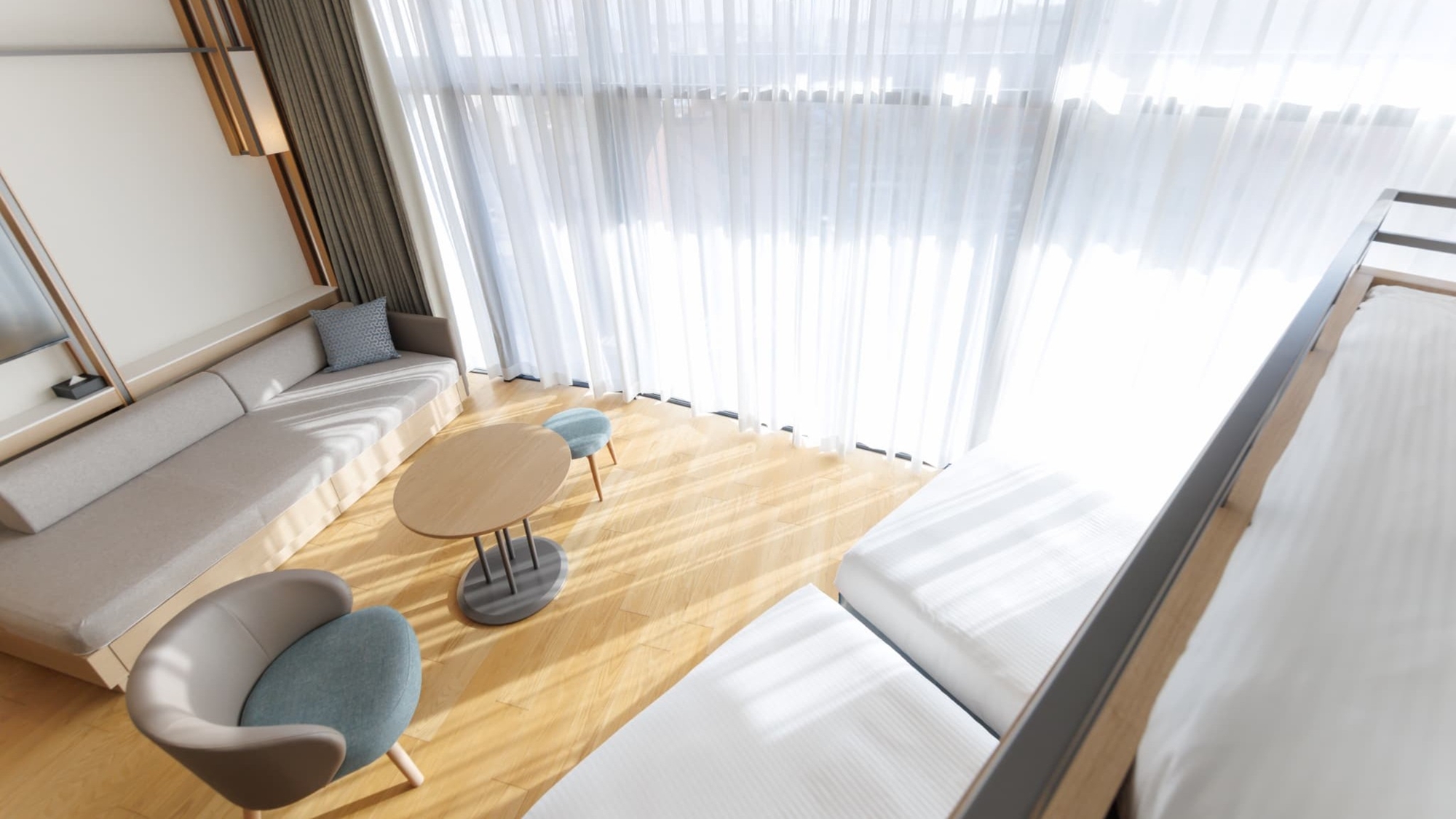 ファミリールーム｜33㎡｜Wi-Fi完備 /洗い場付バスルーム