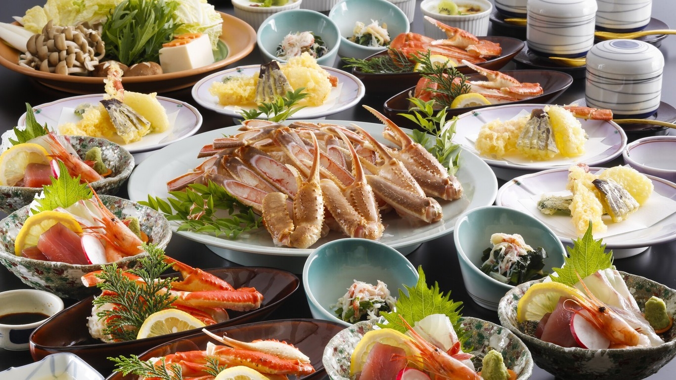 【冬】国産和牛＆アワビのＷステーキ付き★カニ料理５品付きお手軽会席プラン