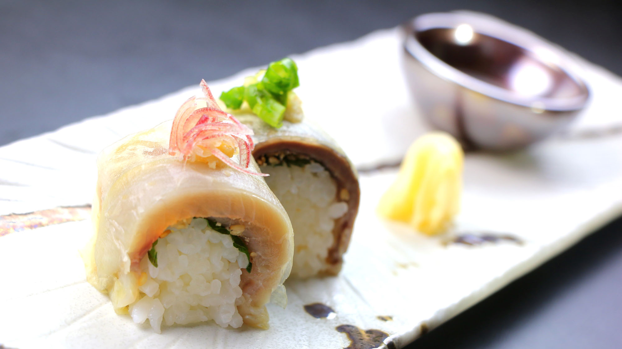 夏の会席一例　飯物_鯵棒ずし