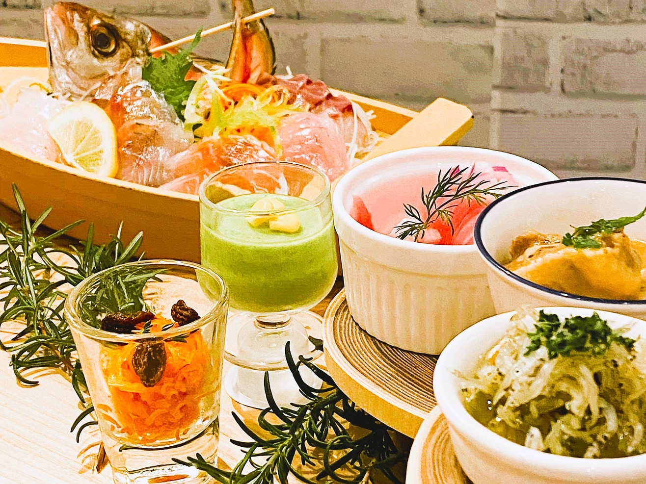 【料理重視】♪料理堪能したいお客様オススメ♪5種彩りアペタイザー／5種伊豆舟盛／飛騨牛／金目鯛カルパ