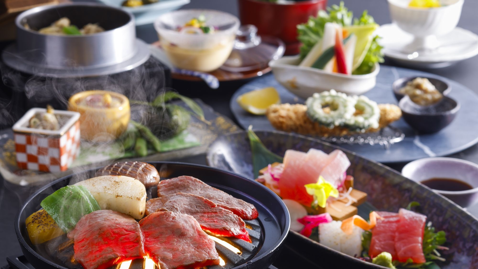 【季節の会席】熊野牛炙り焼きと勝浦漁港生まぐろ会席