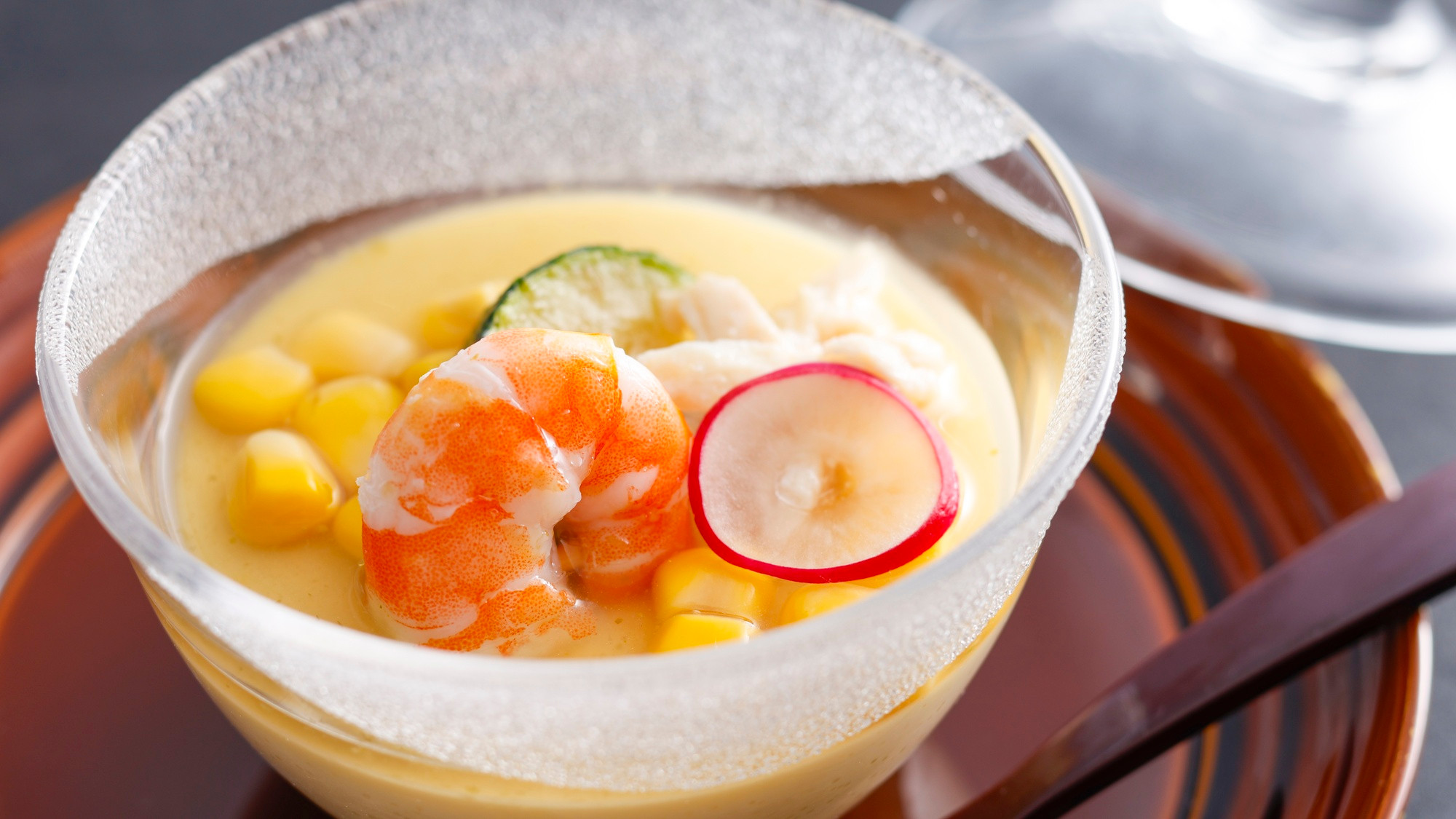 【季節の会席】夏(2026年6月～8月)冷やし鉢　玉蜀黍の冷し茶碗蒸し